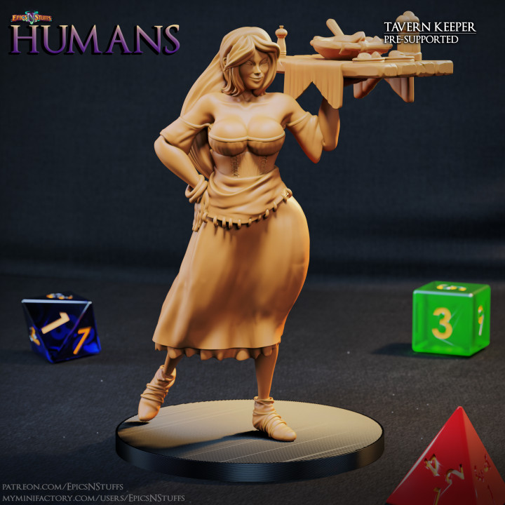Human Tavern Keeper Miniature - Pre-Supported