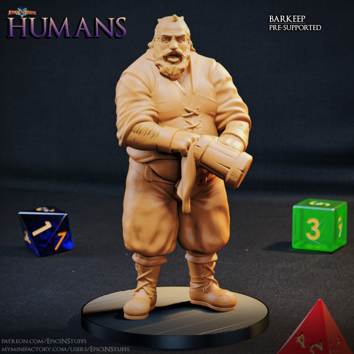 Human Barkeep Miniature - Pre-Supported