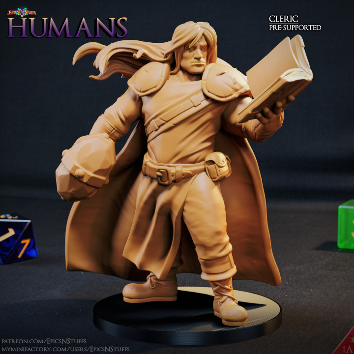 Human Cleric 1 Miniature - Pre-Supported