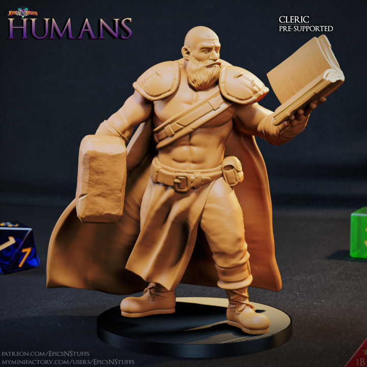Human Cleric 2 Miniature - Pre-Supported image