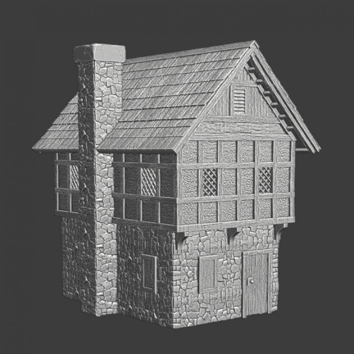 Medieval stone House Model - Wargaming props image