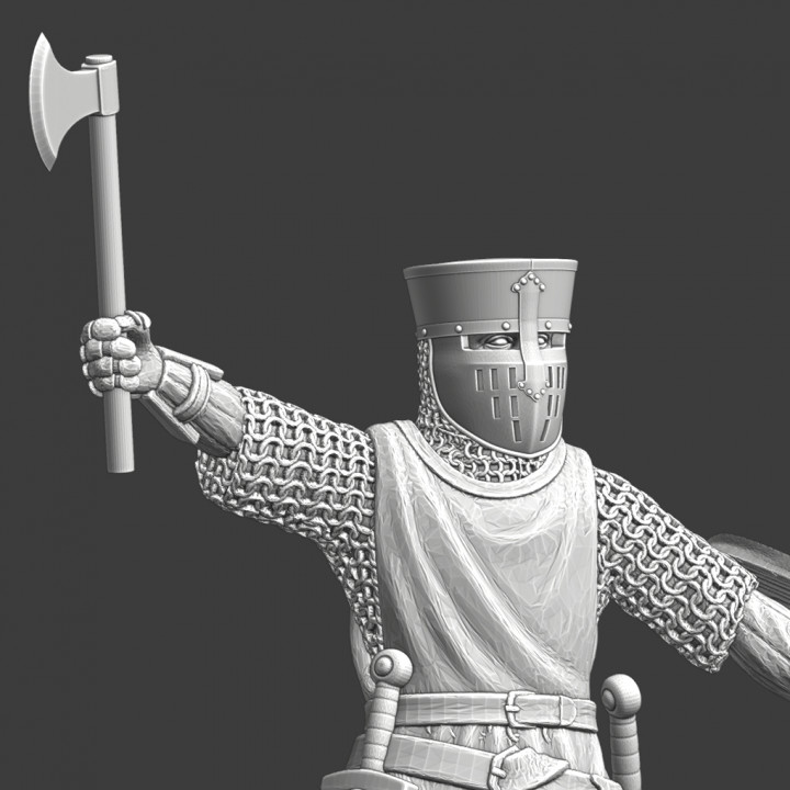 Medieval Crusader knight - raised axe image