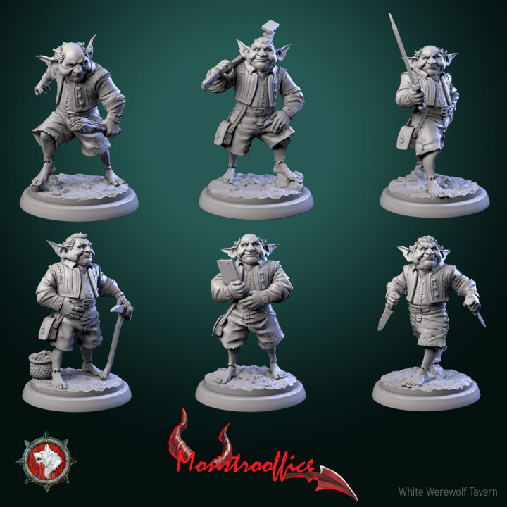 Svirfneblins 32mm set 6 miniatures pre-supported