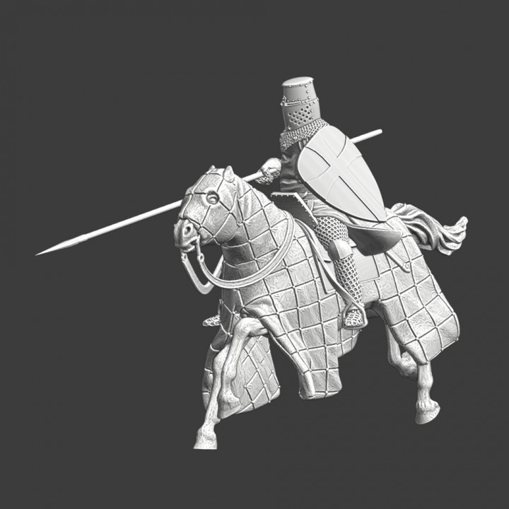 Medieval crusader with crouched lance image