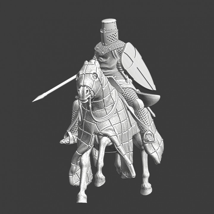 Medieval crusader with crouched lance image