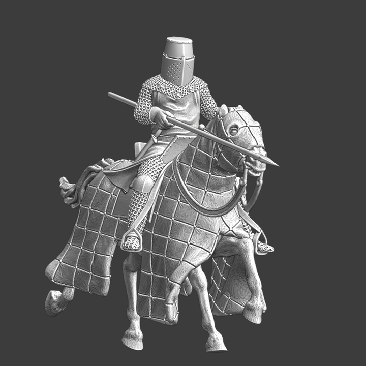 Medieval crusader with crouched lance