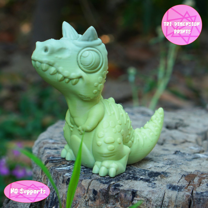 3D Printable Cute Carnotaurus Dinosaur (No Supports) by TriDimensionPrints