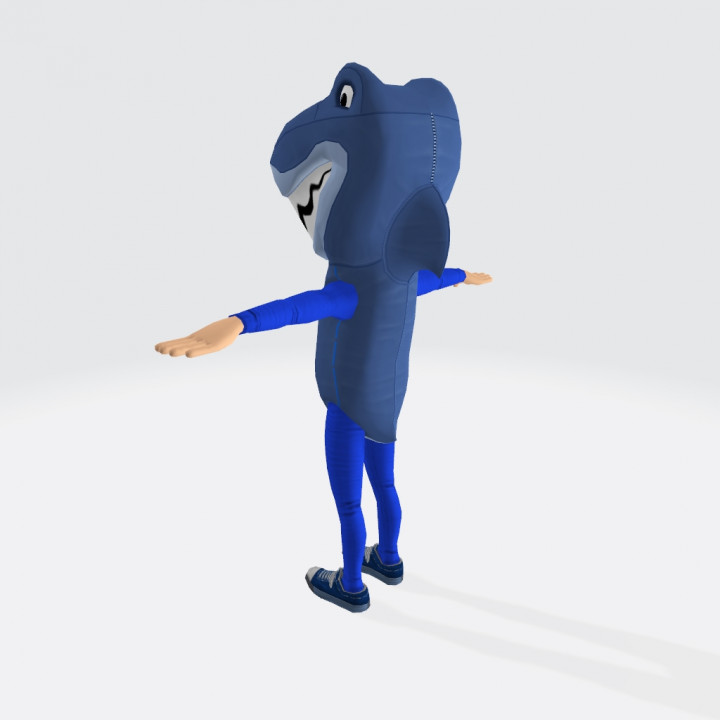 Female Shark Costume Blue 3D Model Ready to Print image