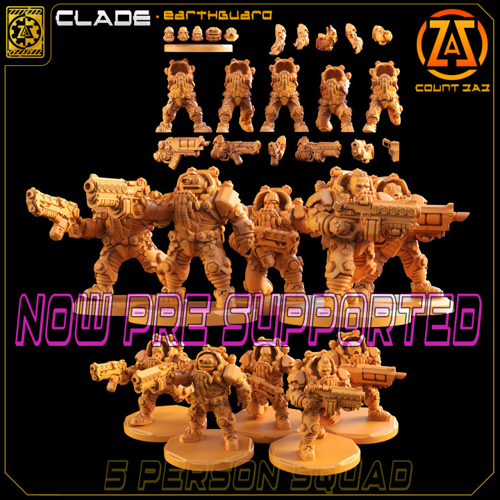 CLADE - Space Dwarf - 5 Man Squad with extras