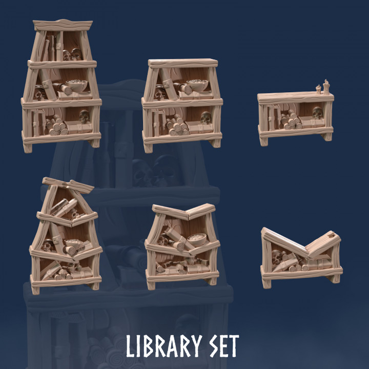 Library Set: Bookcases & Shelves (6 Models) image