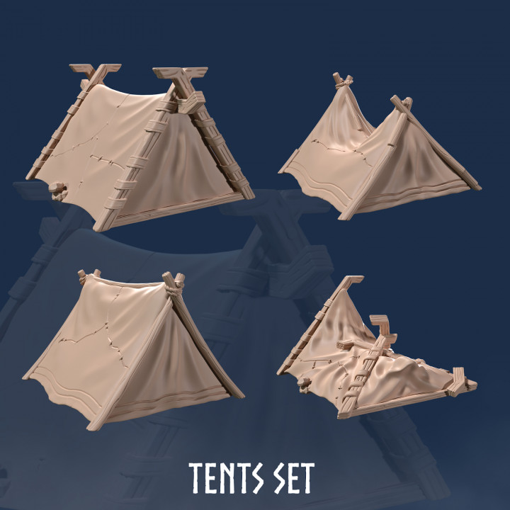 Tents Set (4 Models) - Tents - Camp - War Camp - Tent image