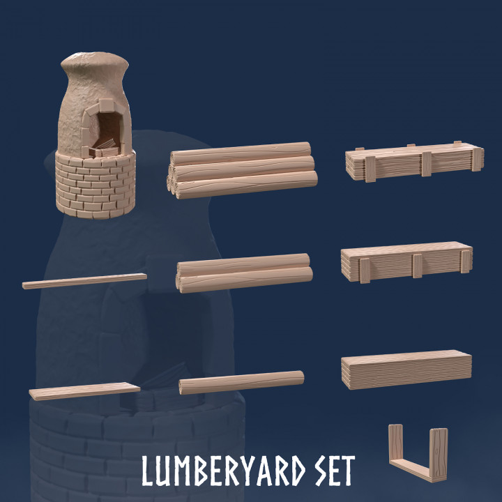 Lumberyard Set (10 Models) - Wood - Logs - Woodcutting - Lumberjack image