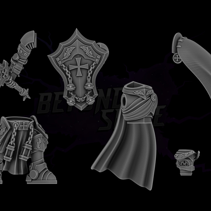 3D Printable Community Model - Gilded Paladin Longsword - R Shield by ...
