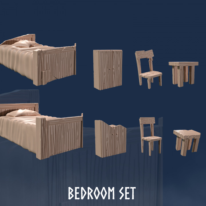 3D Printable Bedroom Set (8 Models) - Bed - Tavern - Beds - Bed Set ...