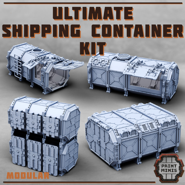 3D Printable Ultimate Shipping Container Kit by Print Minis