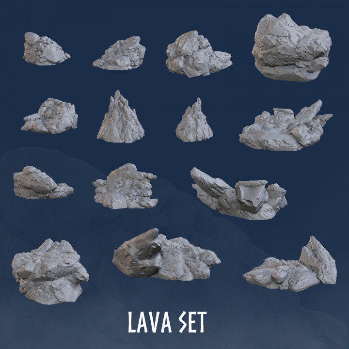Lava Rocks (7 Models Bundle) - Rocks - Mountain - Rock - Blocks - Base - Bases image