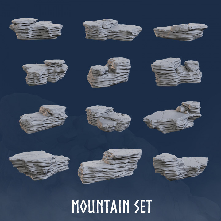 Mountain Set (6 Models Bundle) - Rocks - Mountain - Rock - Blocks - Base - Bases - Mountains image