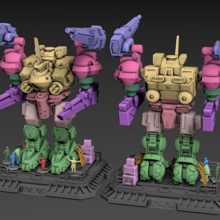 3D Printable Broken Axe Mech 100mm by Extra Guy