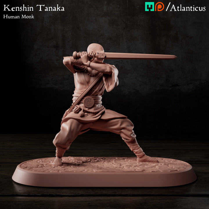 3D Printable Human Monk - Kenshin Tanaka - Sword Guarding by Atlanticus ...