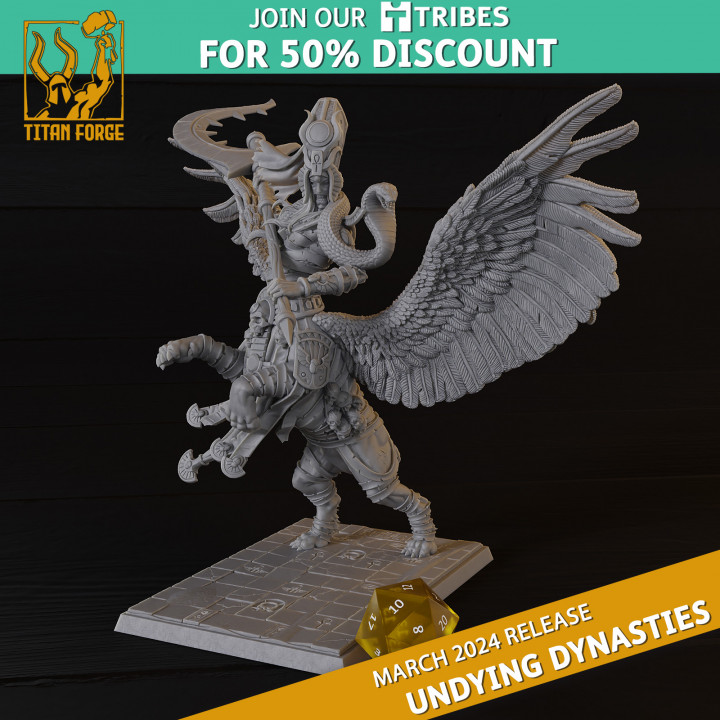 3D Printable Undying Dynasties Sphinx by Titan Forge Miniatures