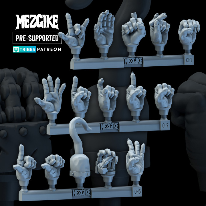 Orc hands for converting miniatures (Pre-supported) image