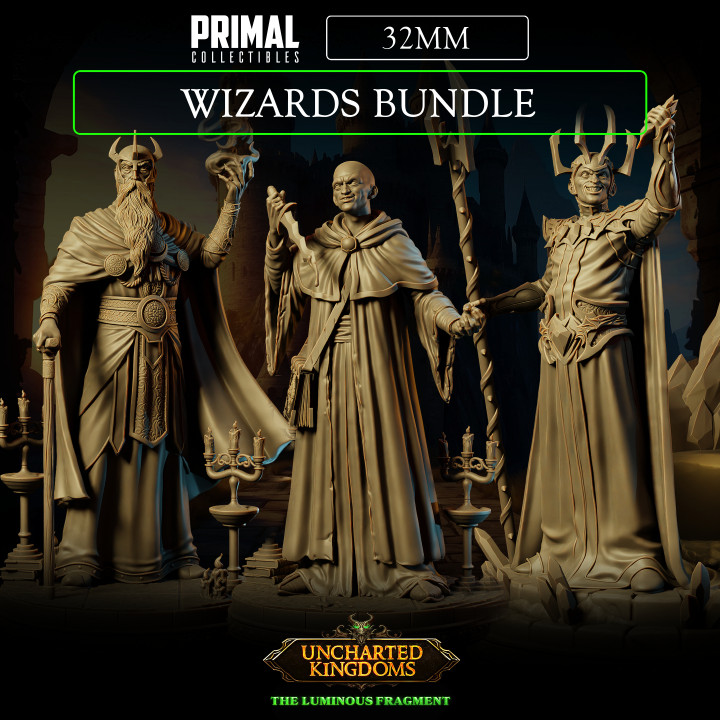 3 miniatures - 32mm - Wizards Bundle - Uncharted Kingdoms