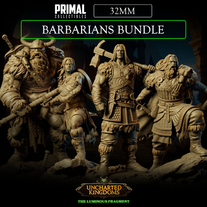 4 miniatures - 32mm - Barbarians Bundle - Uncharted Kingdoms image