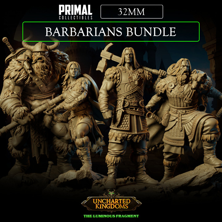 3D Printable 4 miniatures - 32mm - Barbarians Bundle - Uncharted ...