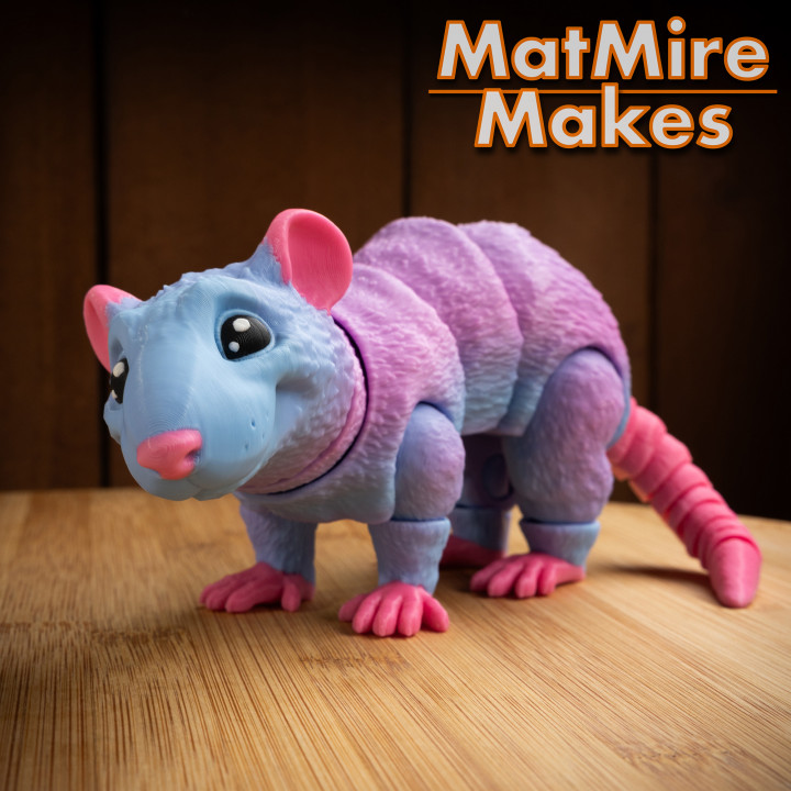 Rat, Articulated fidget, Print-In-Place Body, Snap-Fit Head, Cute Flexi image