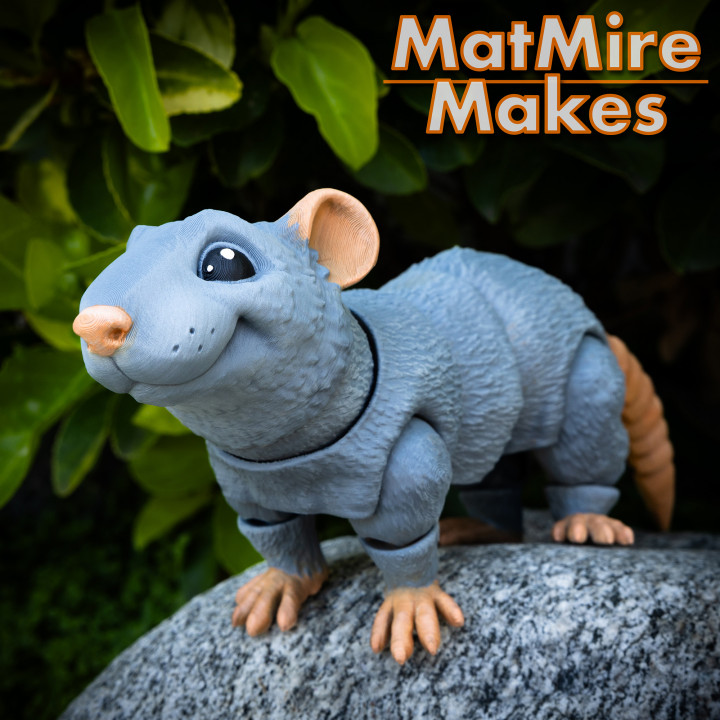 Rat, Articulated fidget, Print-In-Place Body, Snap-Fit Head, Cute Flexi image