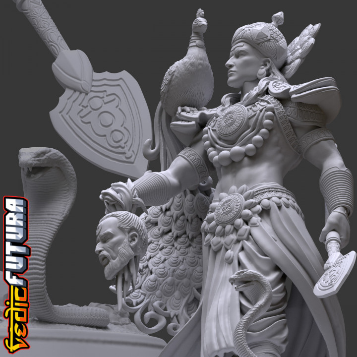 Skanda - The God of War with his Peacock image