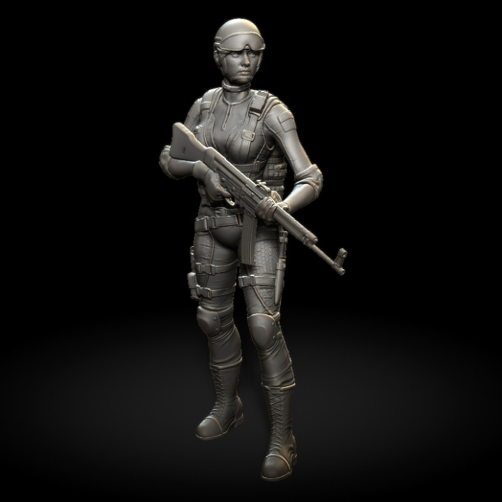 High Quality female soldier figure for 3D printing image