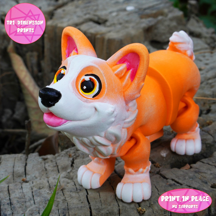 PRINT IN PLACE CUTE FLEXI CORGI DOG image