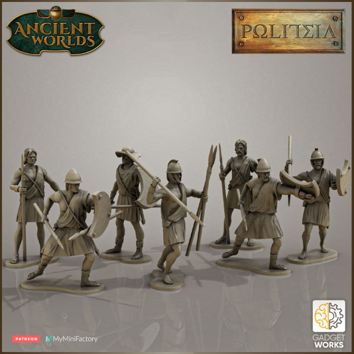 28mm multipart Greek Peltasts