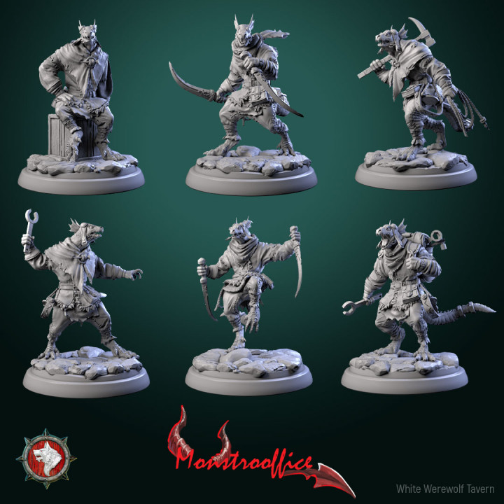 Kobold managers 32mm set 6 miniatures pre-supported image