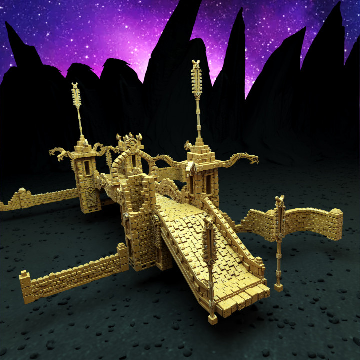 Modular Aztec bridge tabletop and wargame terrain image