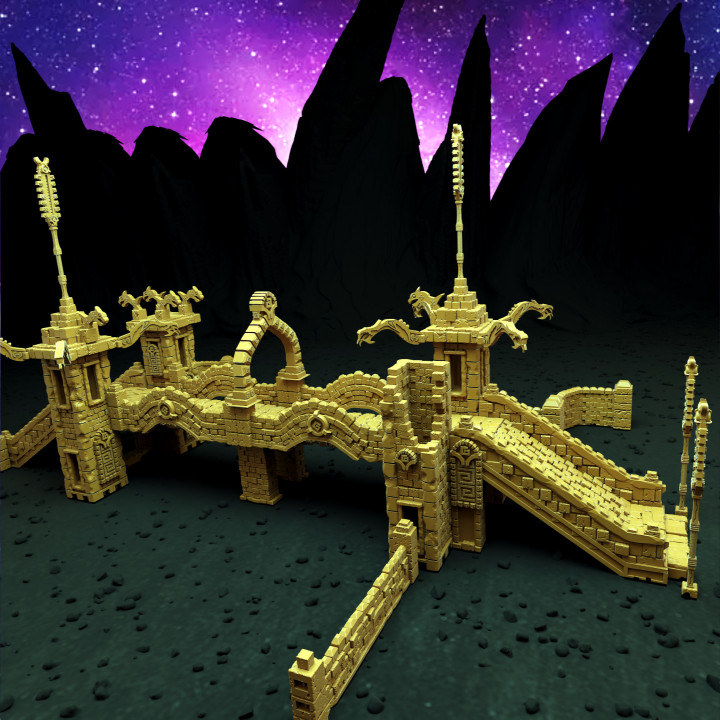 Modular Aztec bridge tabletop and wargame terrain image