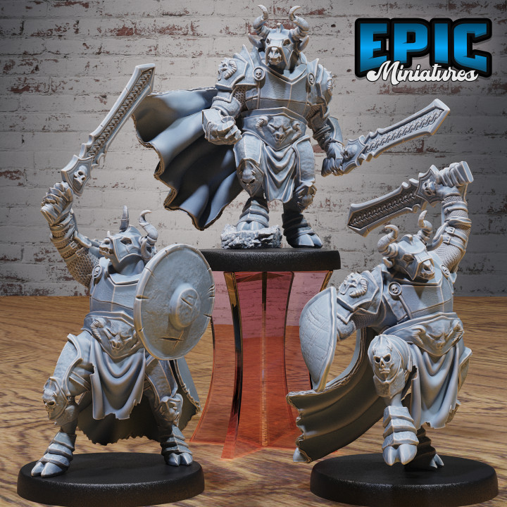 Minotaur Paladin Set / Taurus Hero / Bulky Horned Warrior / Bull Human Minotaur Hybrid / Ancient Greek Monster / Roman Myth Beast / Olympian Encounter image