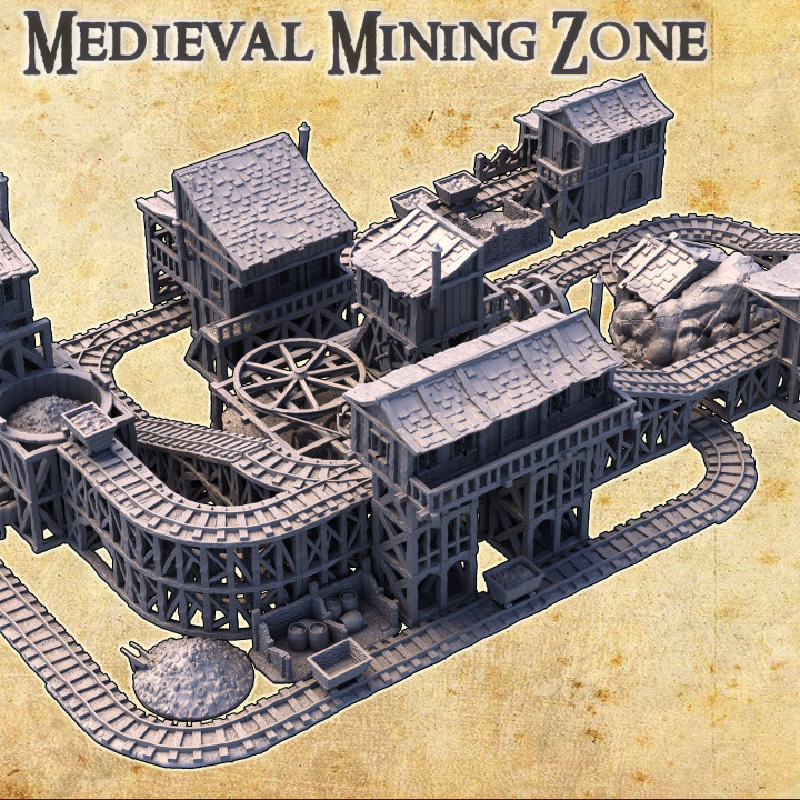 Medieval Mining Zone - Tabletop Terrain - 28 MM image