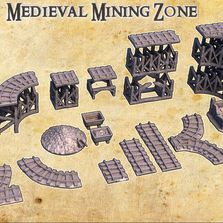 Medieval Mining Zone - Tabletop Terrain - 28 MM image