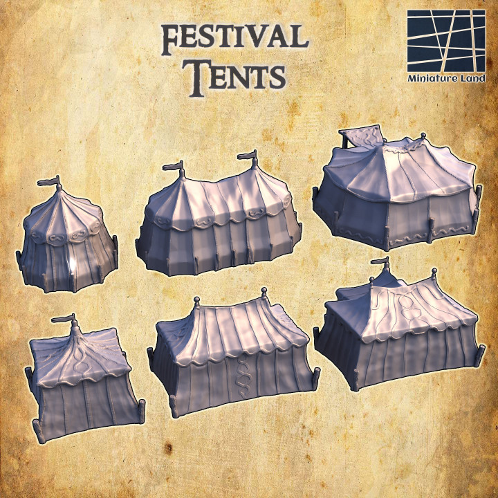 3D Printable Festival Tents - Tabletop Terrain - 28 MM by MiniatureLand