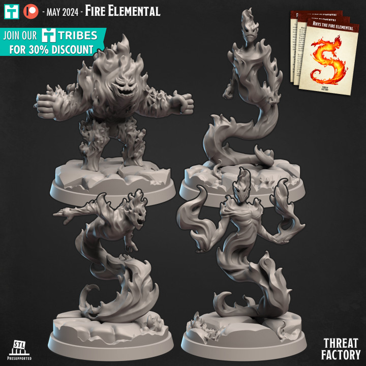 Four fire elementals (M & L size) image
