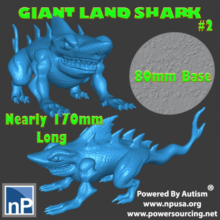 3D Printable Giant Land Shark Fantasy Monster 2 by nonPareil Institute