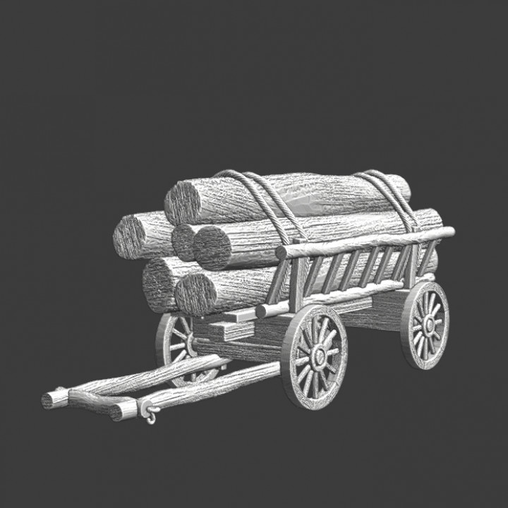 Medieval supply wagon - tree logs