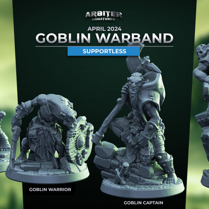 Arbiter Miniatures Patreon April 2024 Goblin Warband Supportless image