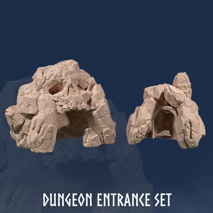 Dungeon Entrance Set (2 Models) - Cave Entrance - Crypt Entrance - Caves - Dungeon - Dungeons - Tomb - Crypt - Pier - Skull - Gate - Portal image
