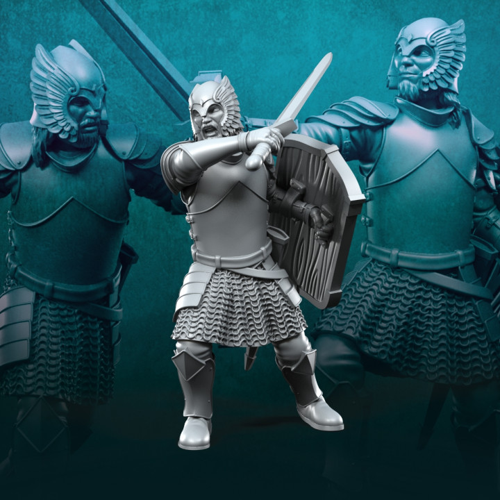 6x Grey Castle Warriors with swords image