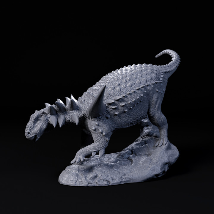 Sauropelta going down 1-35 scale pre-supported armoured dinosaur image