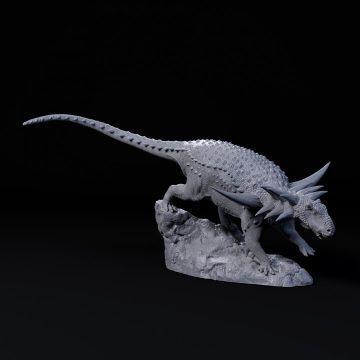 Sauropelta going down 1-35 scale pre-supported armoured dinosaur image