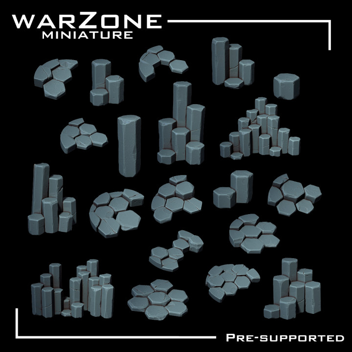 Basalt Rocks Basing Bits (20) - Wargame base add on image